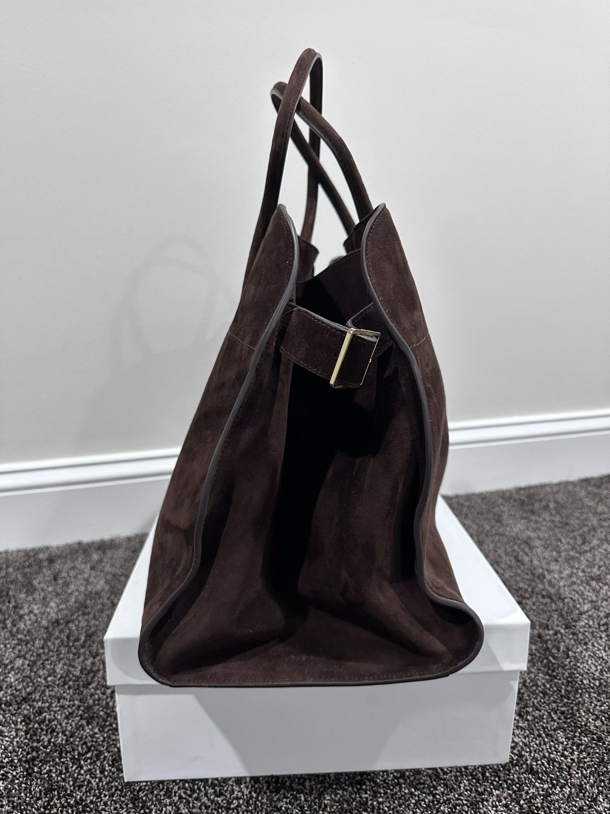 The Row The Row Soft Margaux 17 Brown Suede Leather Top Handle Bag Size ONE SIZE - 5 Thumbnail