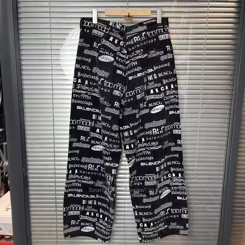 Balenciaga Balenciaga size S Trademark Printed Denim Pants Size US 27 - 2 Thumbnail