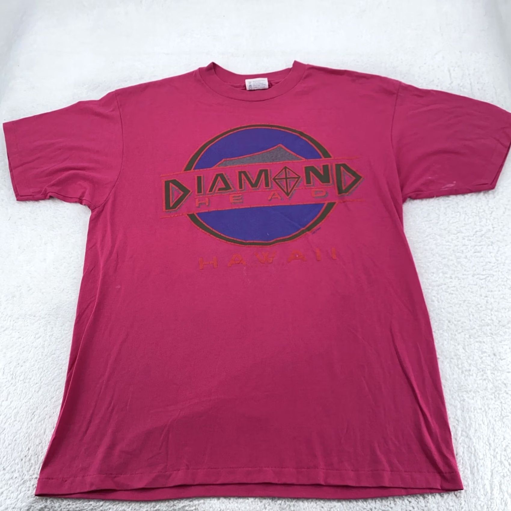Hanes VINTAGE Diamond Head T-Shirt Mens L Pink Hawaii Scenic Graphic Tee Hanes 90s USA Size US L / EU 52-54 / 3 - 2 Thumbnail