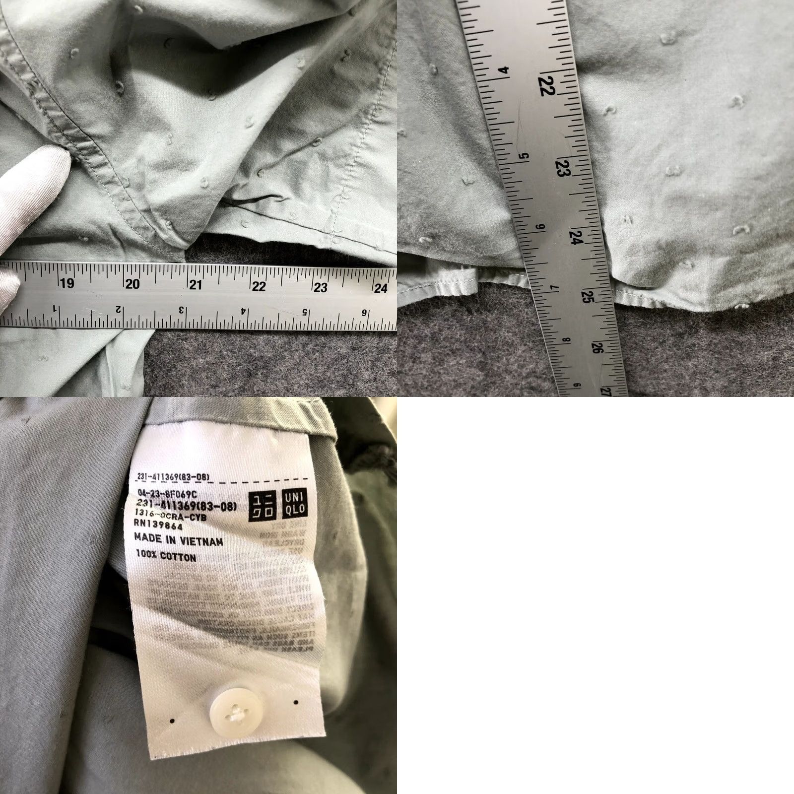 Uniqlo Uniqlo Blouse Womens S Sage Green Swiss Dot Short Sleeve Cotton Top Fancy Button Back Casual Spring Summer Basic Classic Size S / US 4 / IT 40 - 8 Thumbnail