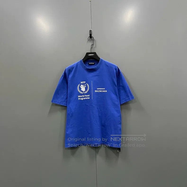 Balenciaga Balenciaga Blue Wheat Logo Short Sleeve Size US S / EU 44-46 / 1 - 1 Thumbnail