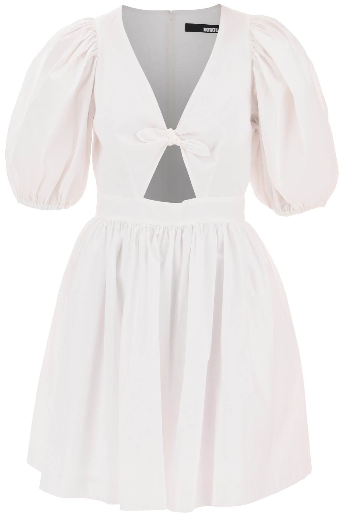 image of Rotate Birger Christensen Rotate Mini Dress With Balloon Sleeves And Cut-Out Details in Bright Whit