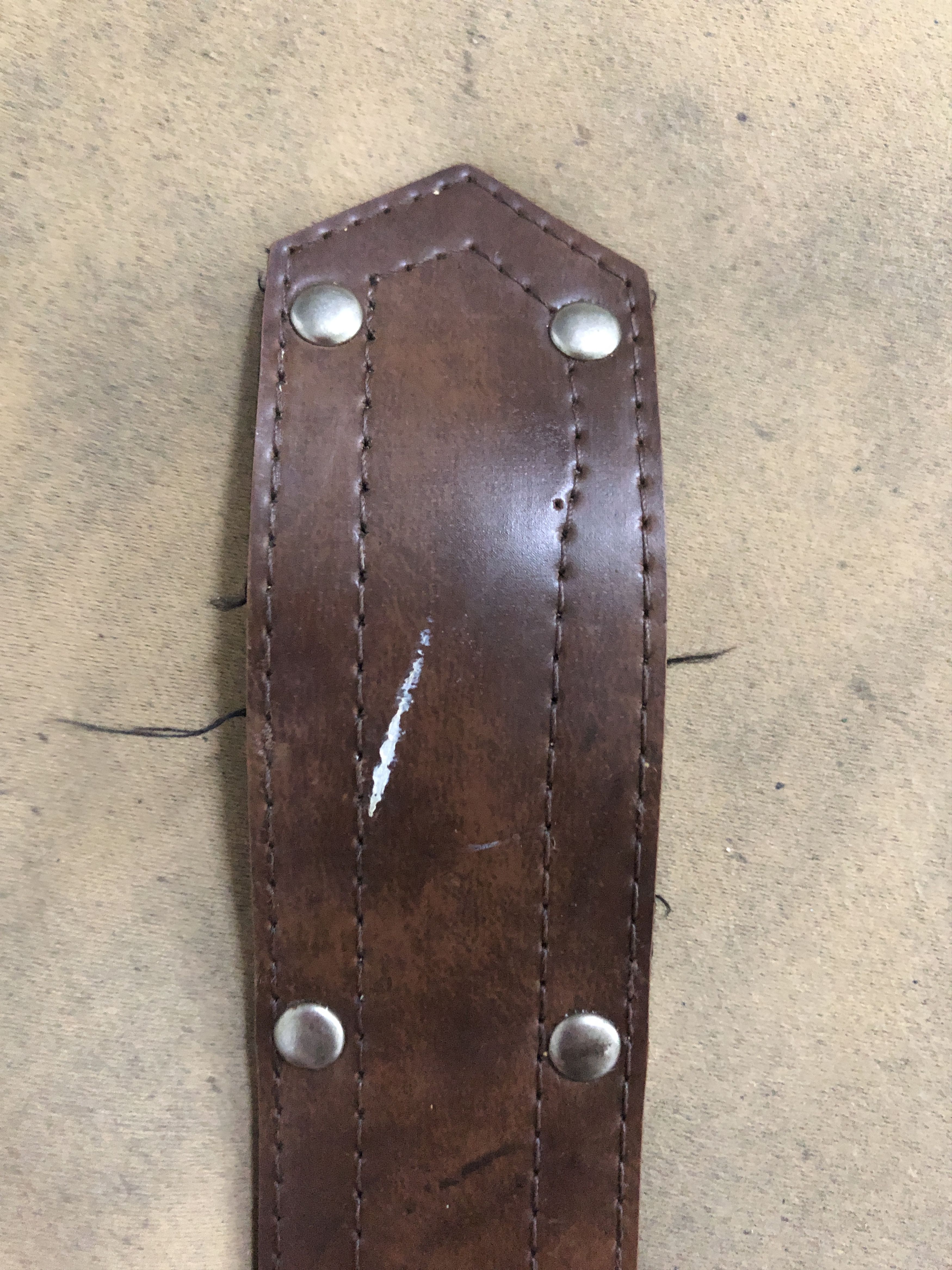 Genuine Leather × Vintage Vintage Handmade Leather Belt B0038 Size ONE SIZE - 9 Thumbnail