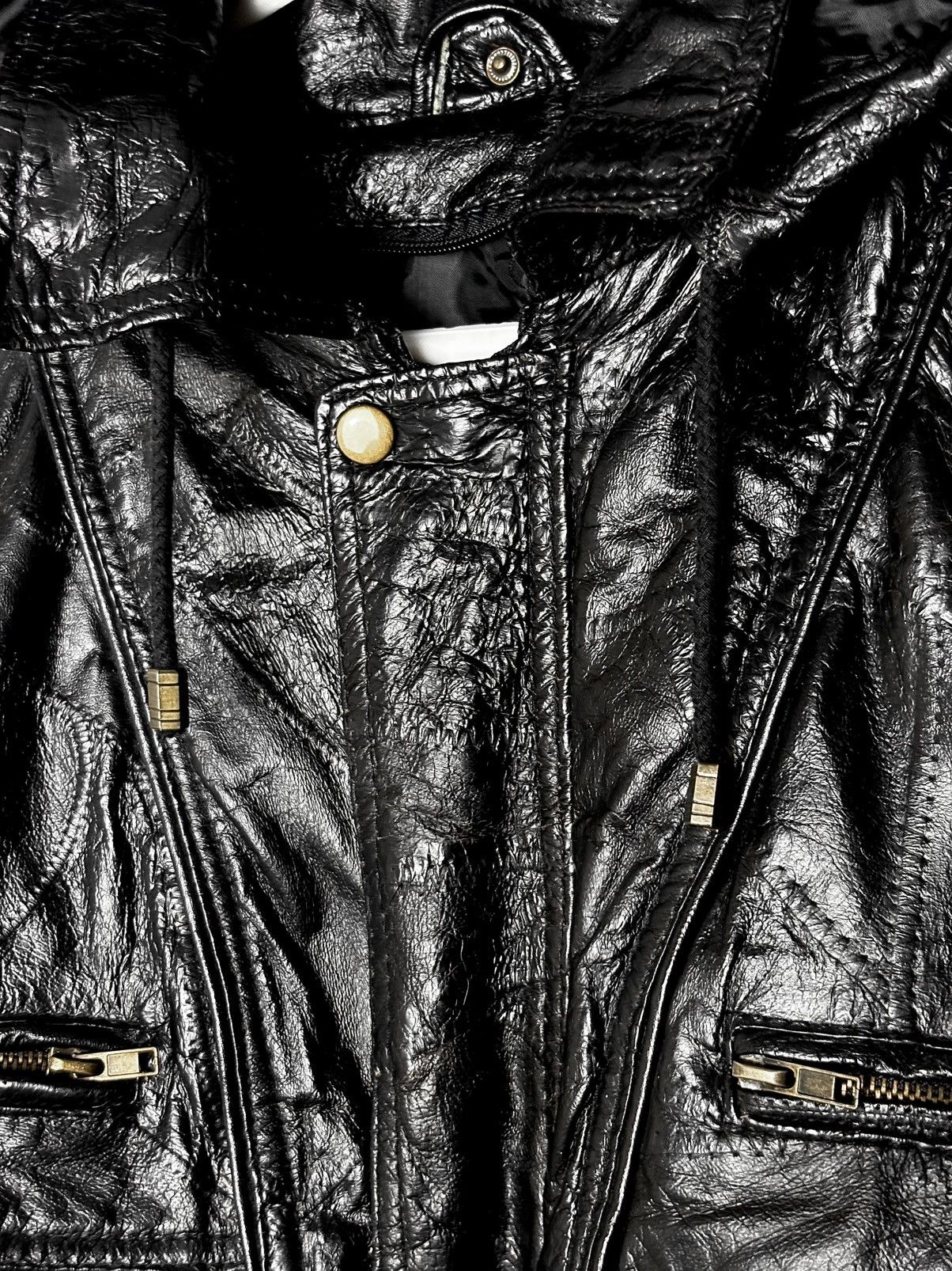 Genuine Leather Navarre Leather Company Hooded Patchwork Leather Jacket Size US XL / EU 56 / 4 - 10 Thumbnail