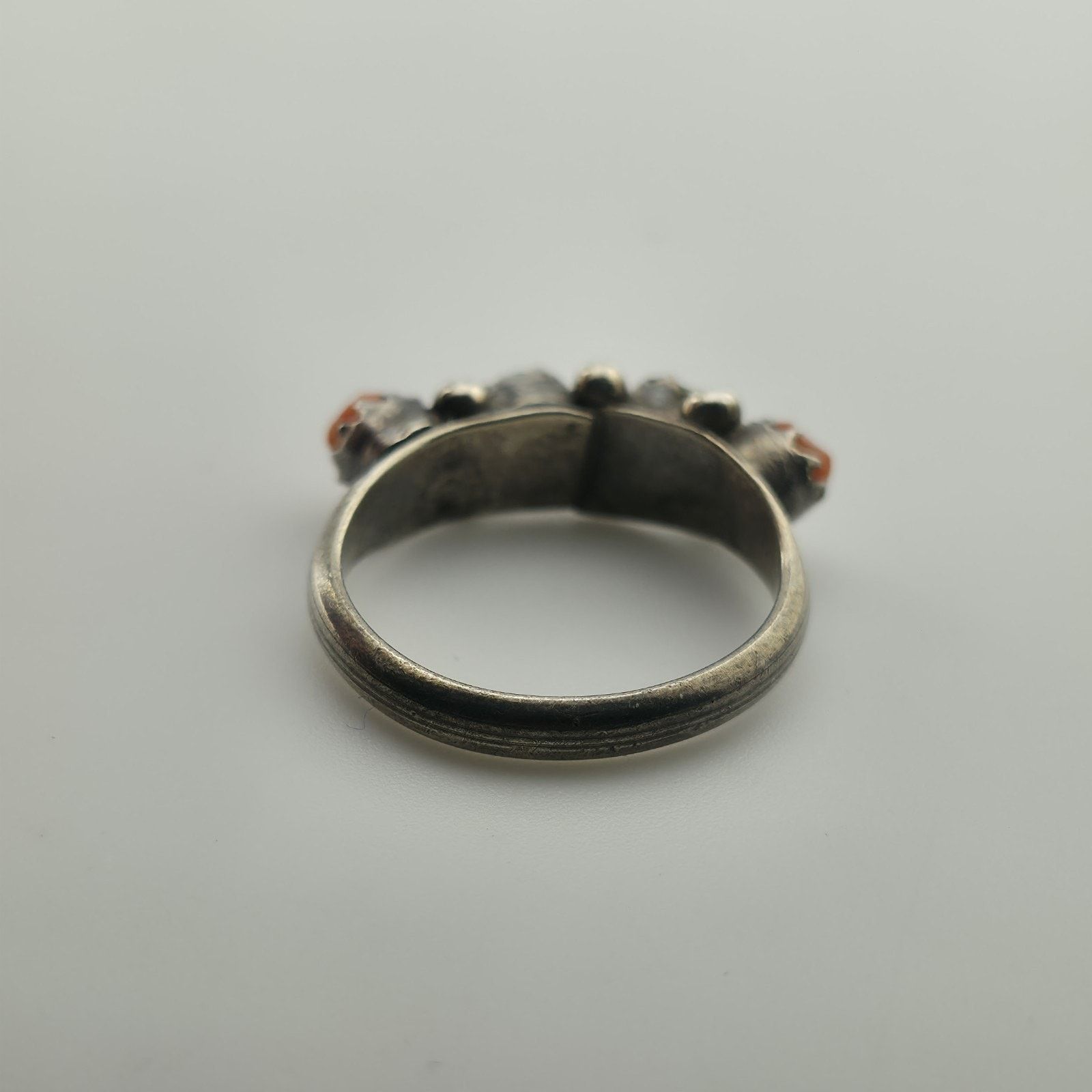 Other Sterling Silver Ring Green Coral turquoise Stone 5.5 Vintage Size ONE SIZE - 5 Thumbnail