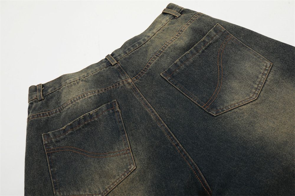 Jean American retro men's washed loose street denim shorts Size US 32 / EU 48 - 5 Thumbnail