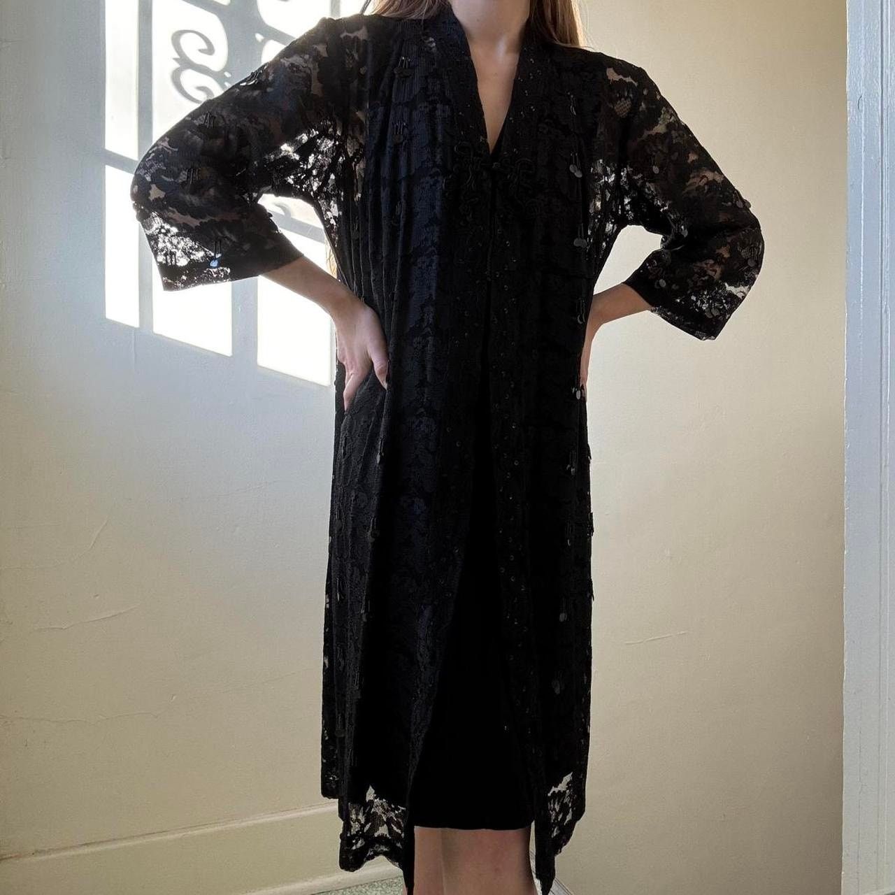 Other Vintage Lace Sequined Duster 34 Witchy Stevie Nicks Size S / US 4 / IT 40 - 9 Thumbnail