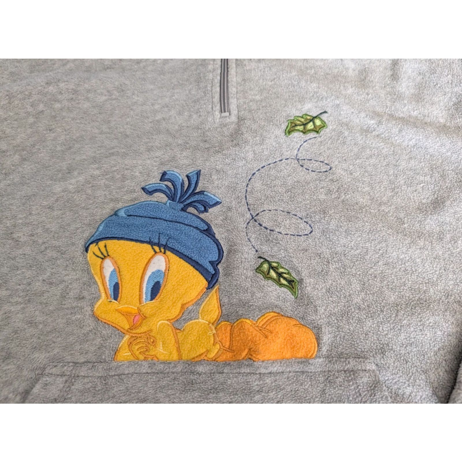 Vintage Vintage Looney Tunes Tweety Bird Quarter Zip Fleece Gray Hoodie Size XL Size XL / US 12-14 / IT 48-50 - 3 Thumbnail