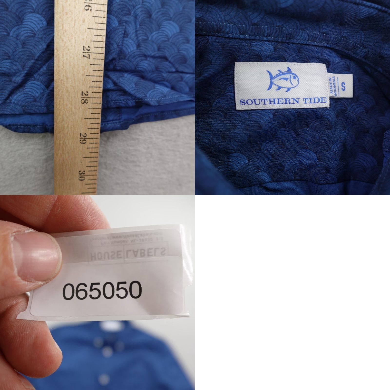 Southern Tide VINTAGE Southern Tide Shirt Mens Small Blue Fish Scale Wave Print Performance Button Up Size US S / EU 44-46 / 1 - 8 Thumbnail