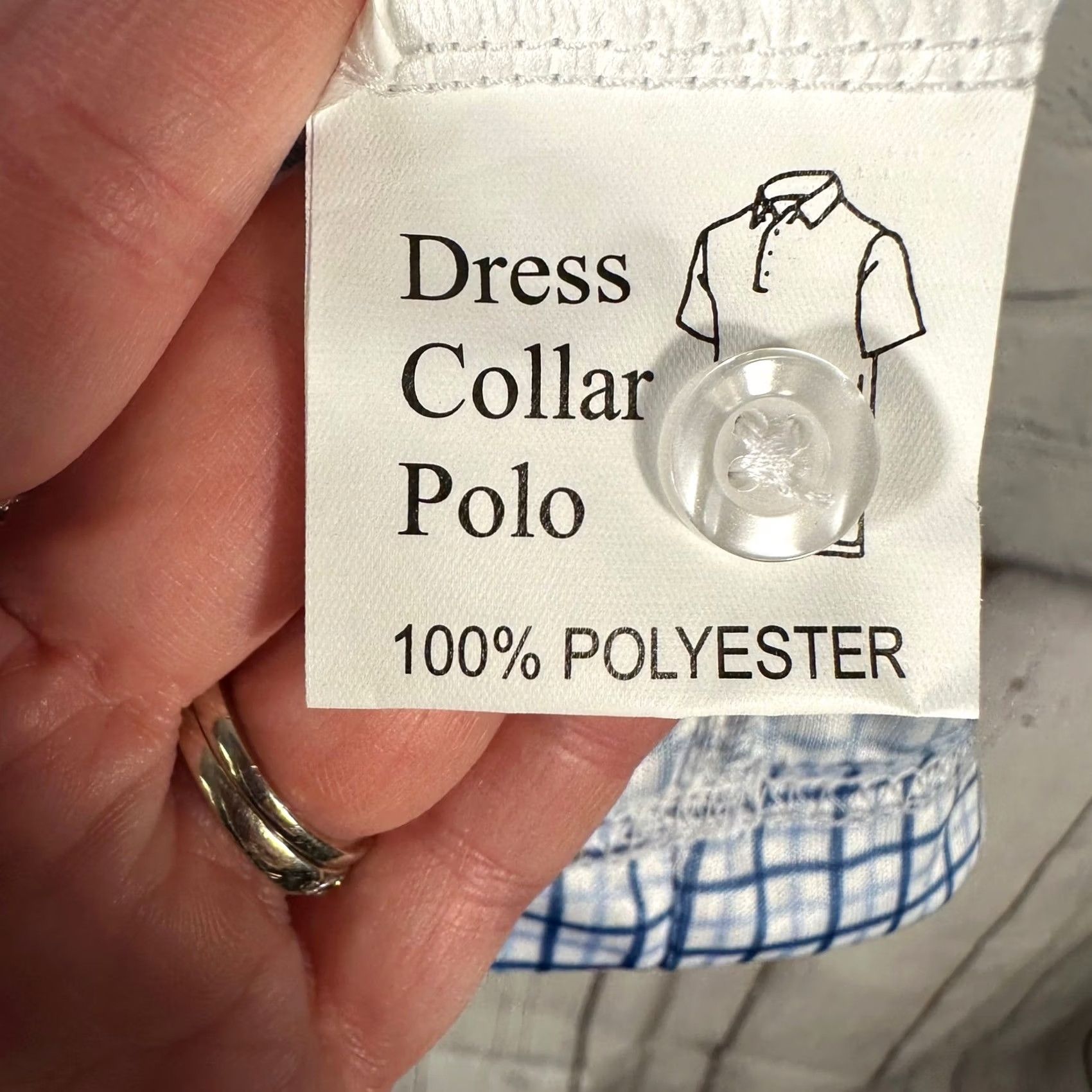 CO Collars & Co Mens Dress Collar Polo Shirt 4XL Blue White Check Stretch New Size 48R - 6 Thumbnail