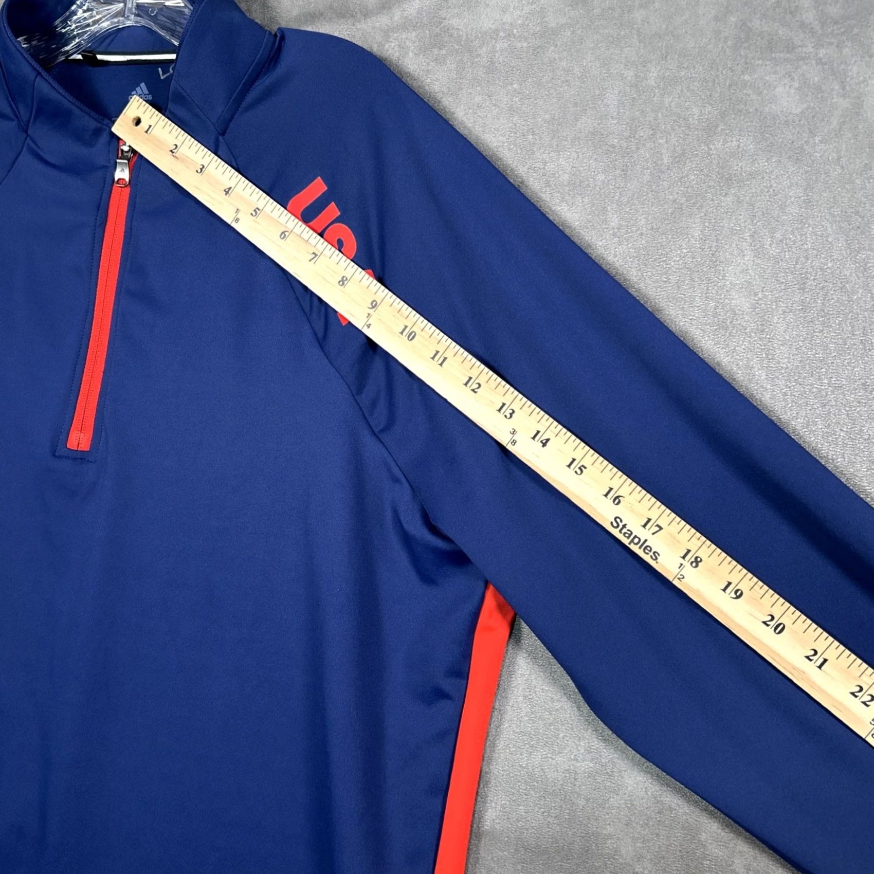 Adidas Adidas Team USA 1/4 Zip Pullover Mens XL Long Sleeve Performance Stretch Shirt Size US XL / EU 56 / 4 - 7 Thumbnail