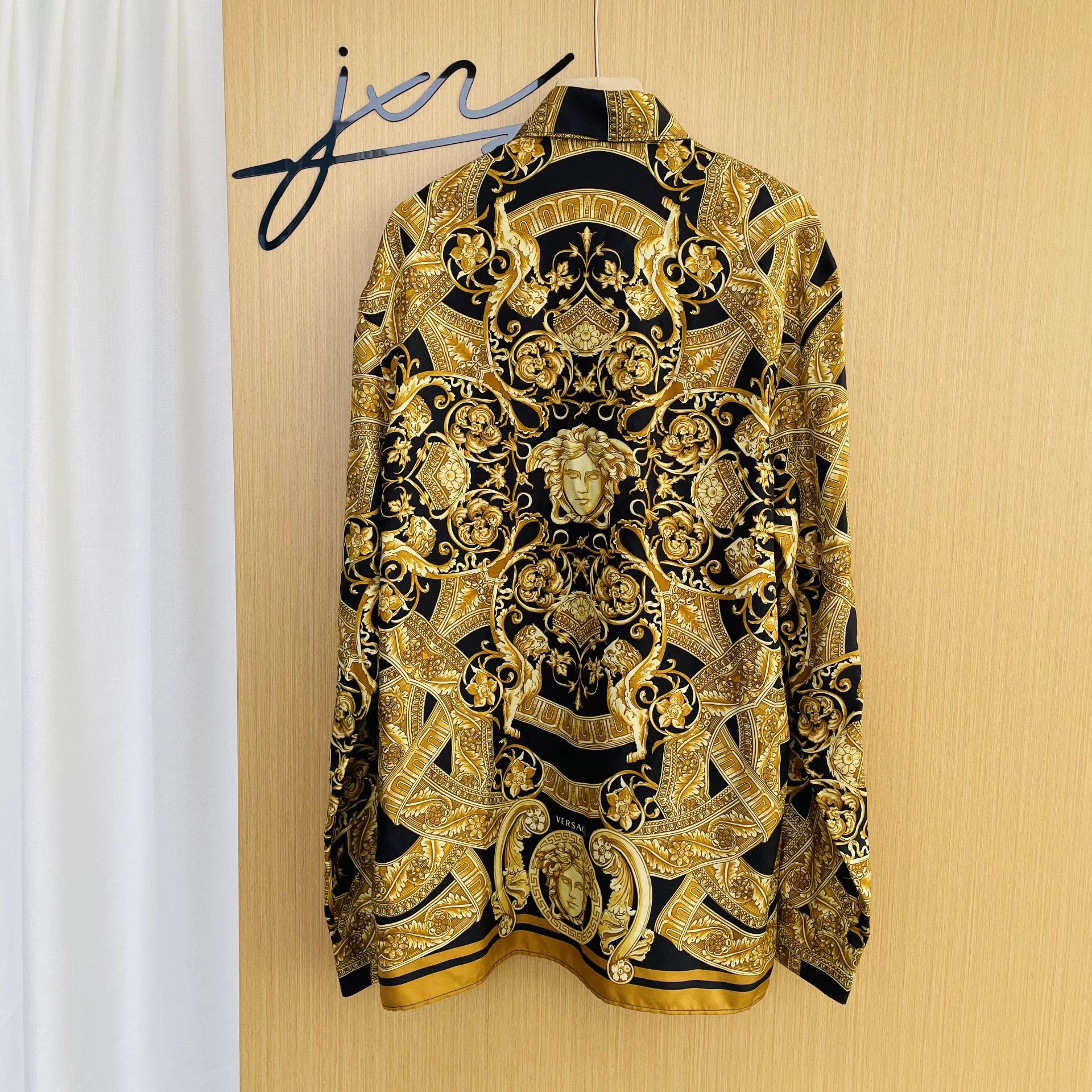 Versace Versace Silk Patterned LS Shirt Men's Black & Yellow 39 Size US M / EU 48-50 / 2 - 2 Thumbnail