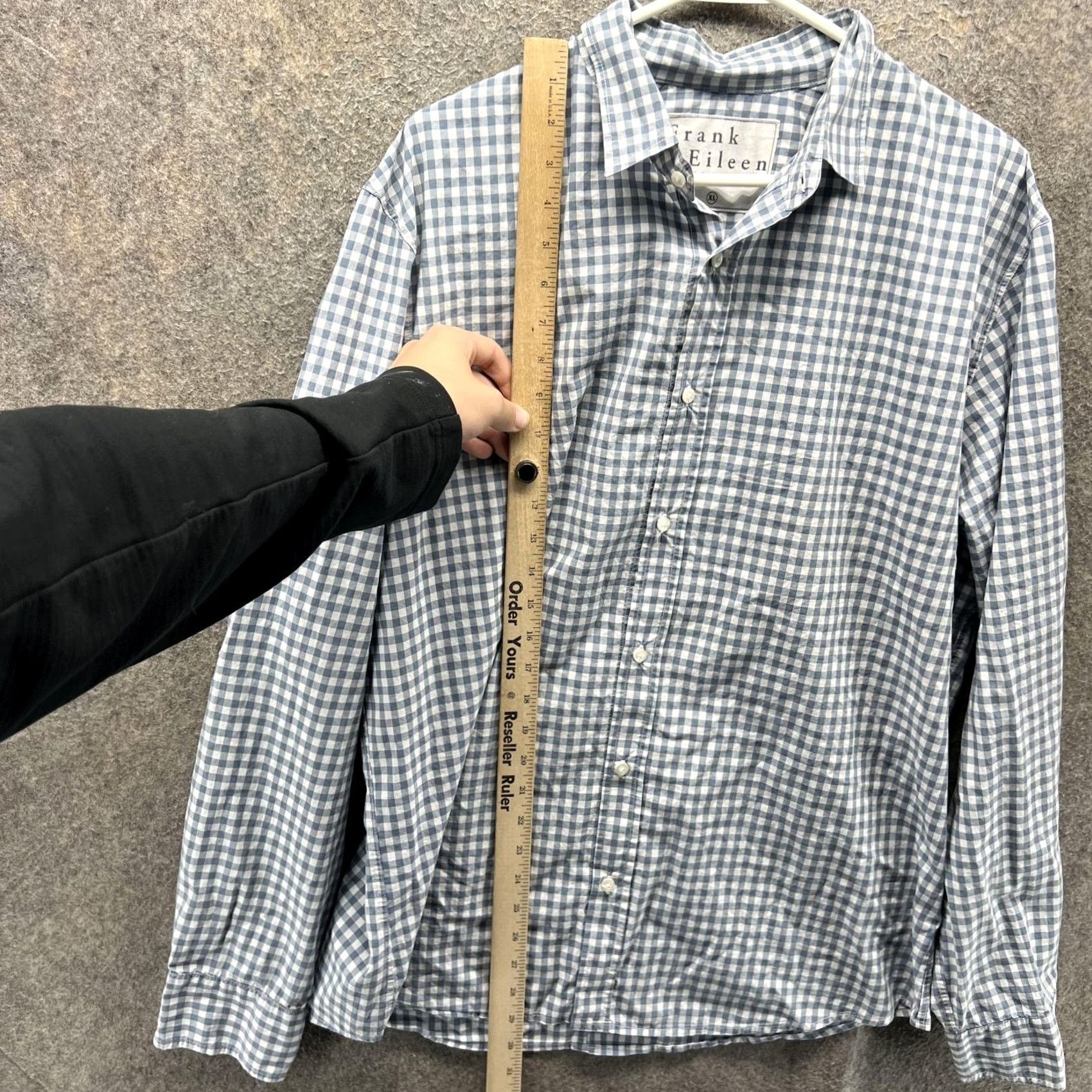 Frank & Eileen Frank & Eileen Shirt Mens XL Blue Gingham Check Button Front Italy Long Sleeve Size US XL / EU 56 / 4 - 3 Thumbnail