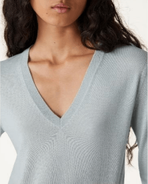 Loro Piana o1w1db10724 New Piuma V-Neck Sweater in Light Blue Size XS / US 0-2 / IT 36-38 - 2 Thumbnail