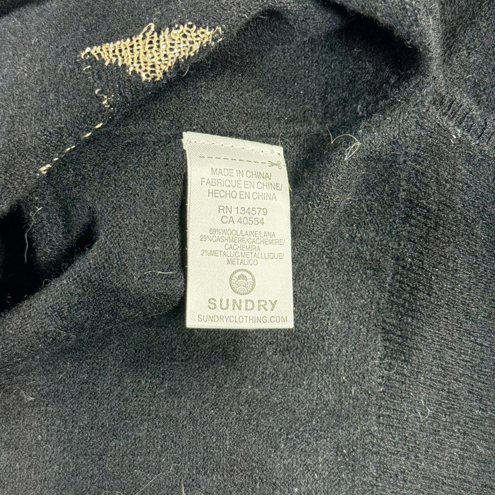 Sunday Works Sundry Sweater Women's 2 Black 69% Wool Stars Size XS / US 0-2 / IT 36-38 - 7 Thumbnail