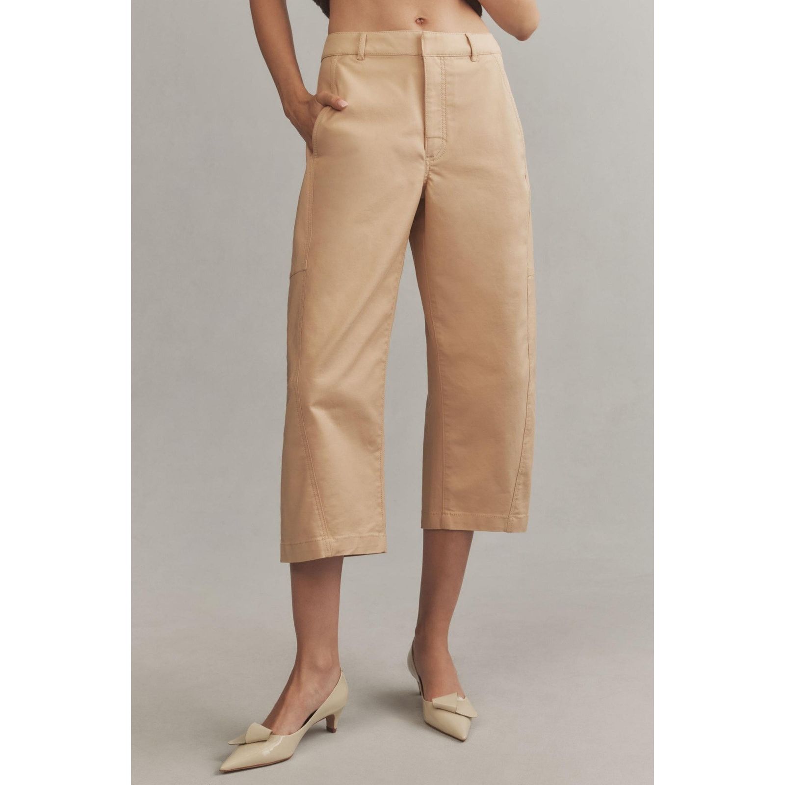 Anthropologie NWT Anthropologie Maeve Curved Cropped Chino Pants $148 14 Size 36" / US 14 / IT 50 - 2 Thumbnail