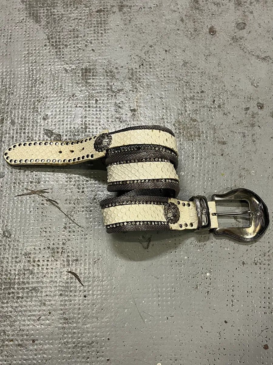 Vintage 2000s Nanni Metal White Crocodile Effect Leather Belt Size ONE SIZE - 4 Thumbnail