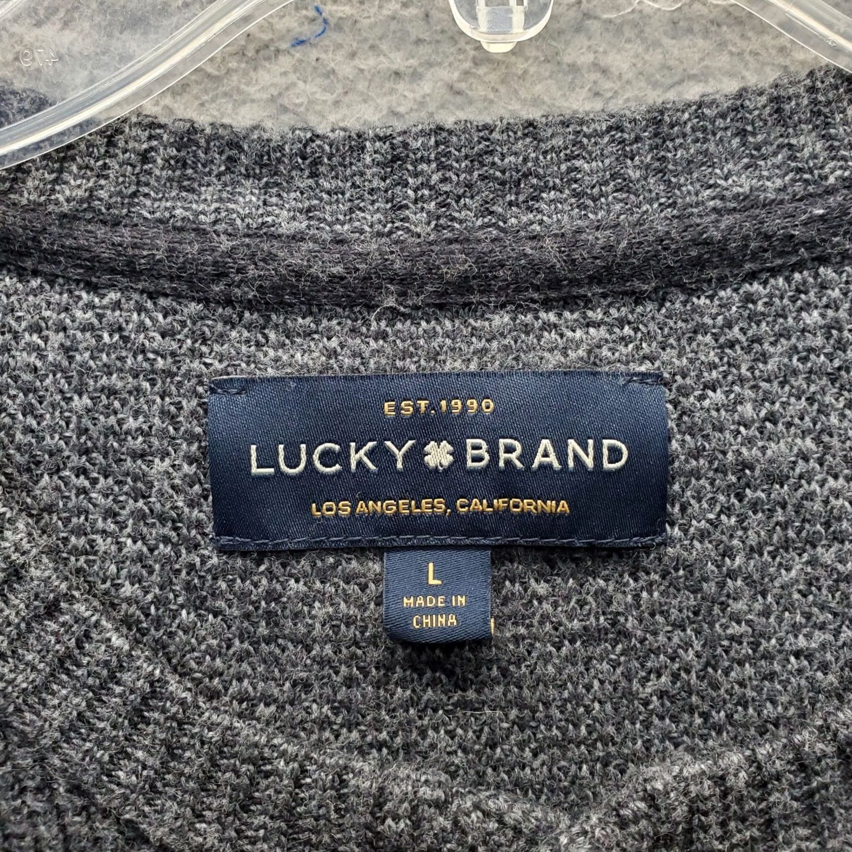 Lucky Brand Lucky Brand Colorado Cross Stitch Henley Sweater Mens Size L Heather Gray Crew Neck Size US L / EU 52-54 / 3 - 5 Thumbnail