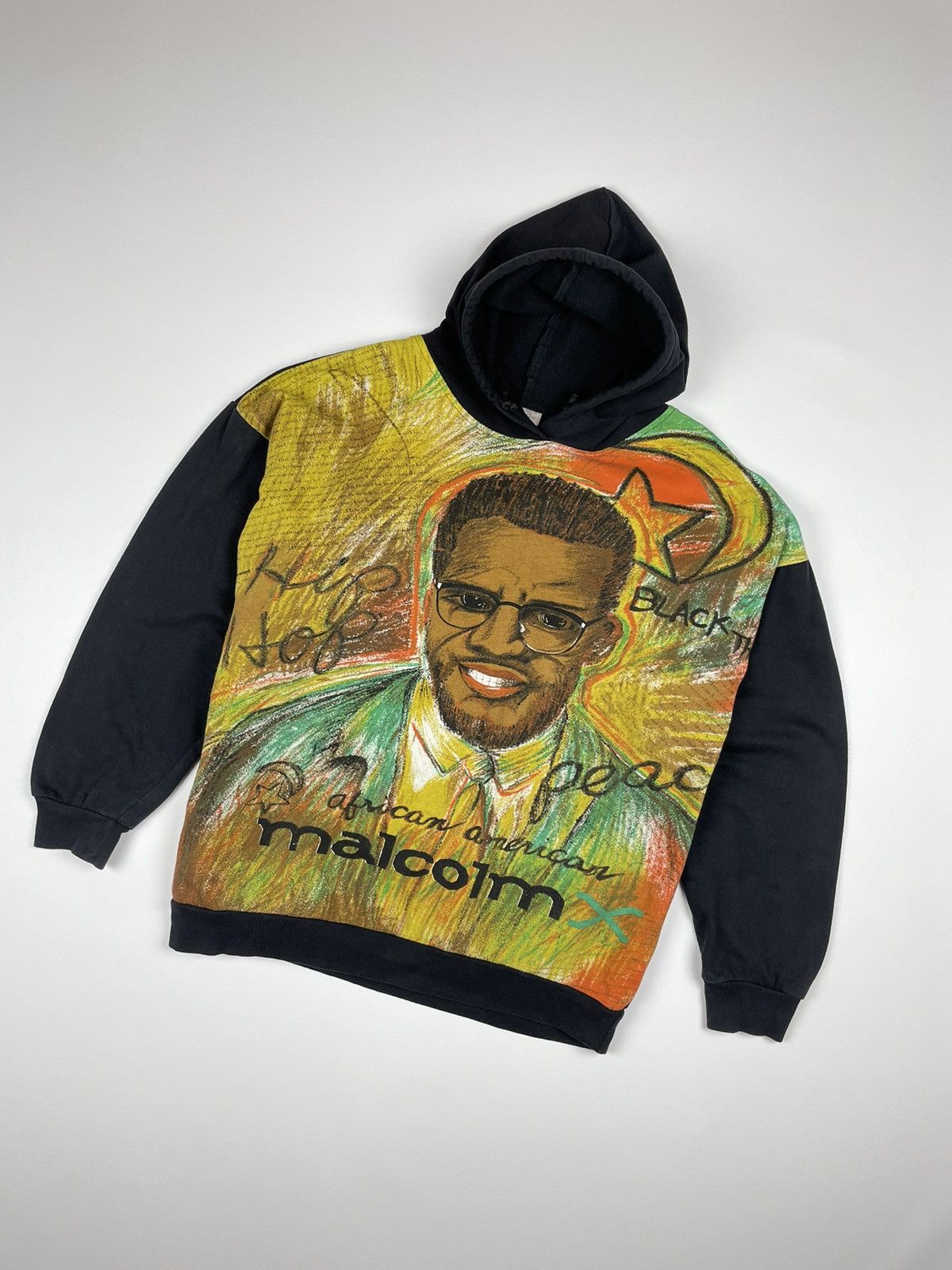 Vintage Malcolm X Vintage 90s oversized Hoodie USA talks Size US M / EU 48-50 / 2 - 2 Thumbnail