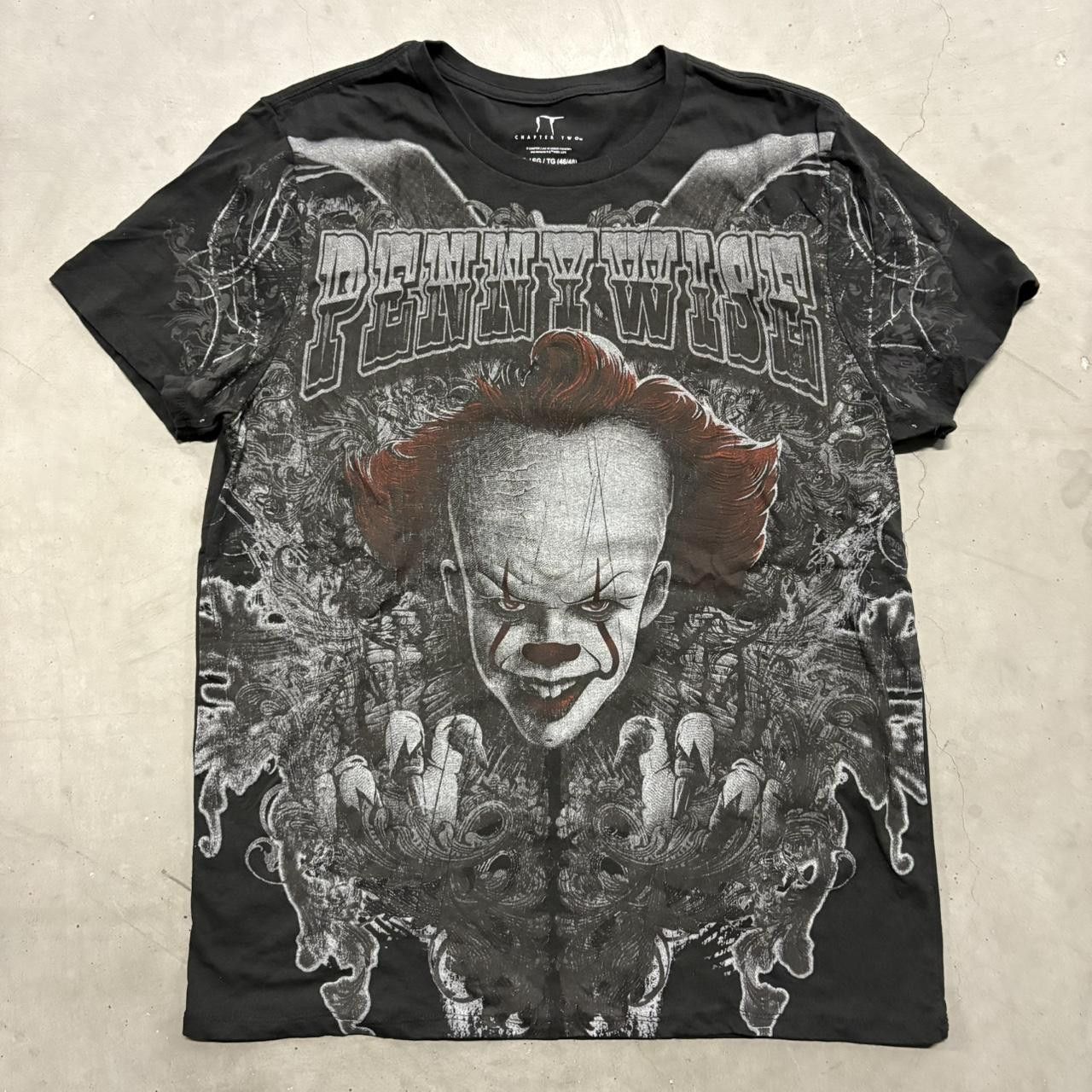 Vintage Crazy Vintage Y2K/2000s Pennywise Black IT Chapter Two Horror AOP Graphic Tee! Size US M / EU 48-50 / 2 - 1 Thumbnail