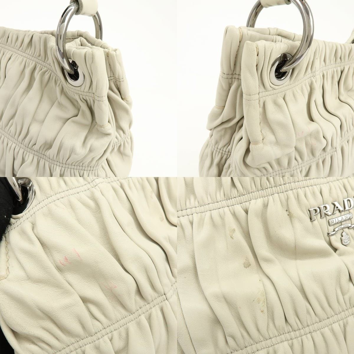 Prada Prada Gathered Lambskin Shoulder Bag Beige Size ONE SIZE - 6 Thumbnail