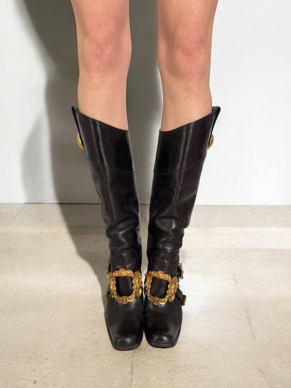 Dolce & Gabbana Dolce & Gabbana Black Leather Knee Boots Size US 6 / IT 36 - 5 Thumbnail
