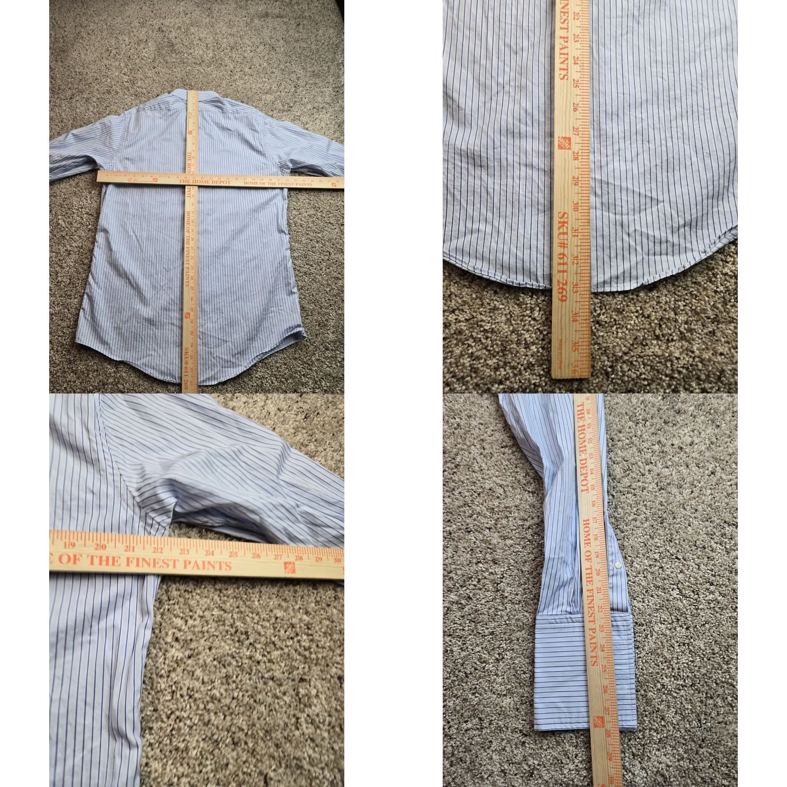 Brooks Brothers VINTAGE Brooks Brothers Dress Shirt 16-35 Egyptian Cotton Blue Striped 34/35 Long Sleeve Button-Down Collar Mens Shirts Size 42R - 8 Thumbnail