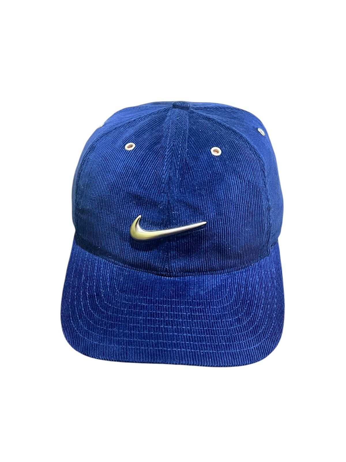 Nike × Vintage Vtg 90's Metal Swoosh Corduroy Cap Size ONE SIZE - 3 Thumbnail