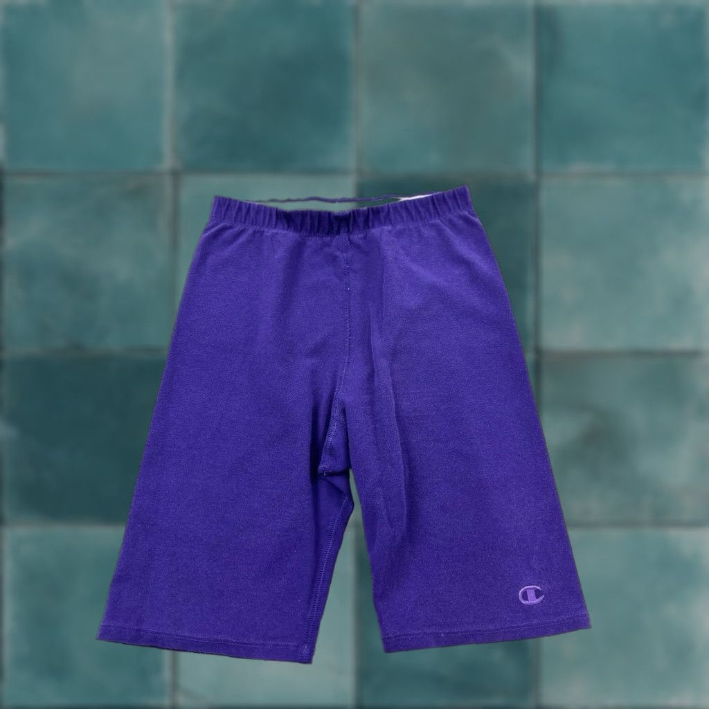 Champion VINTAGE Champion Shorts Women L Purple Bike Volleyball Spandex Polyester Cotton Blended Fabric Elastic Waist Athletic Size 36" / US 14 / IT 50 - 1 Thumbnail