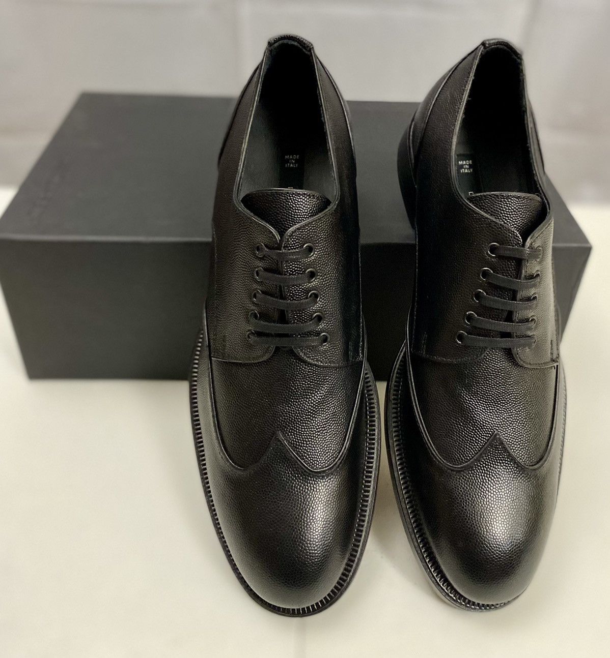 Dsquared2 Dsquared2 🇮🇹 Black Textured Gloss Leather Wingtip Derby 9 NEW Size US 9 / EU 42 - 16 Thumbnail