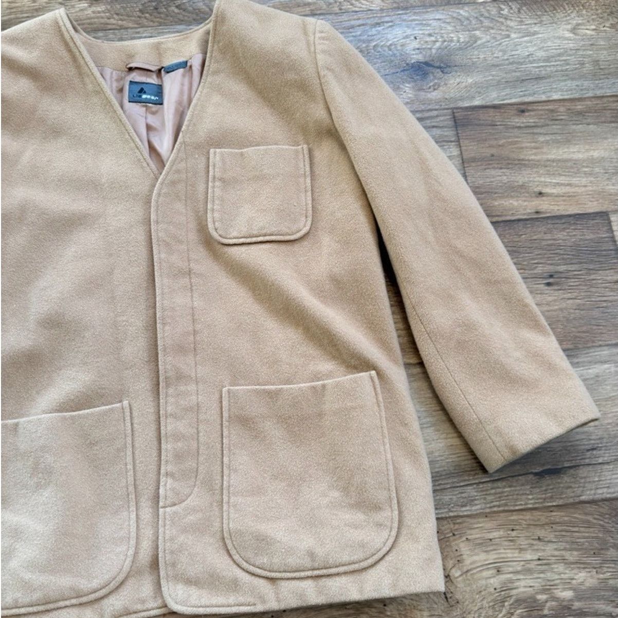 Liz Claiborne Vintage 80s Liz Claiborne Camel Wool Blend Blazer Size XL / US 12-14 / IT 48-50 - 2 Thumbnail