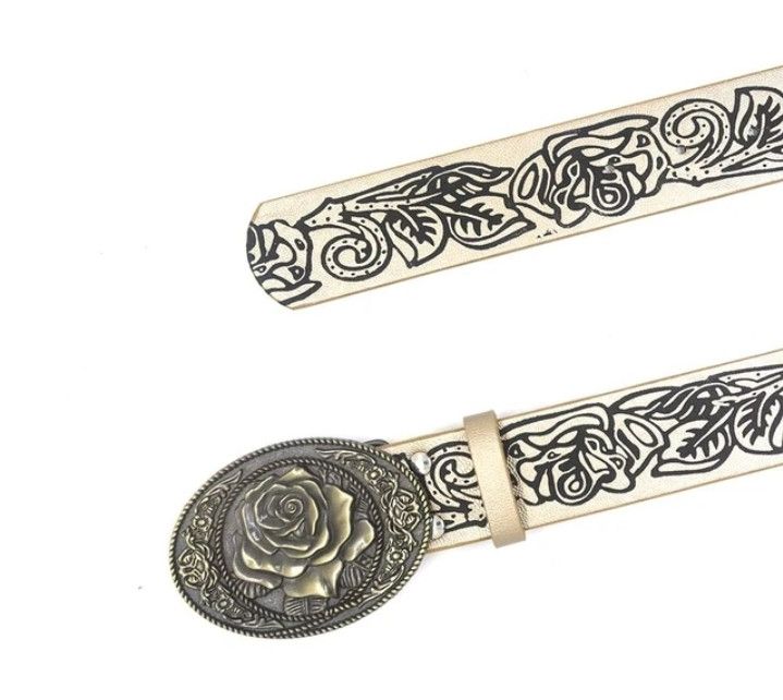 Japanese Brand × Vintage Rose Buckle Belt Size 30 - 5 Thumbnail