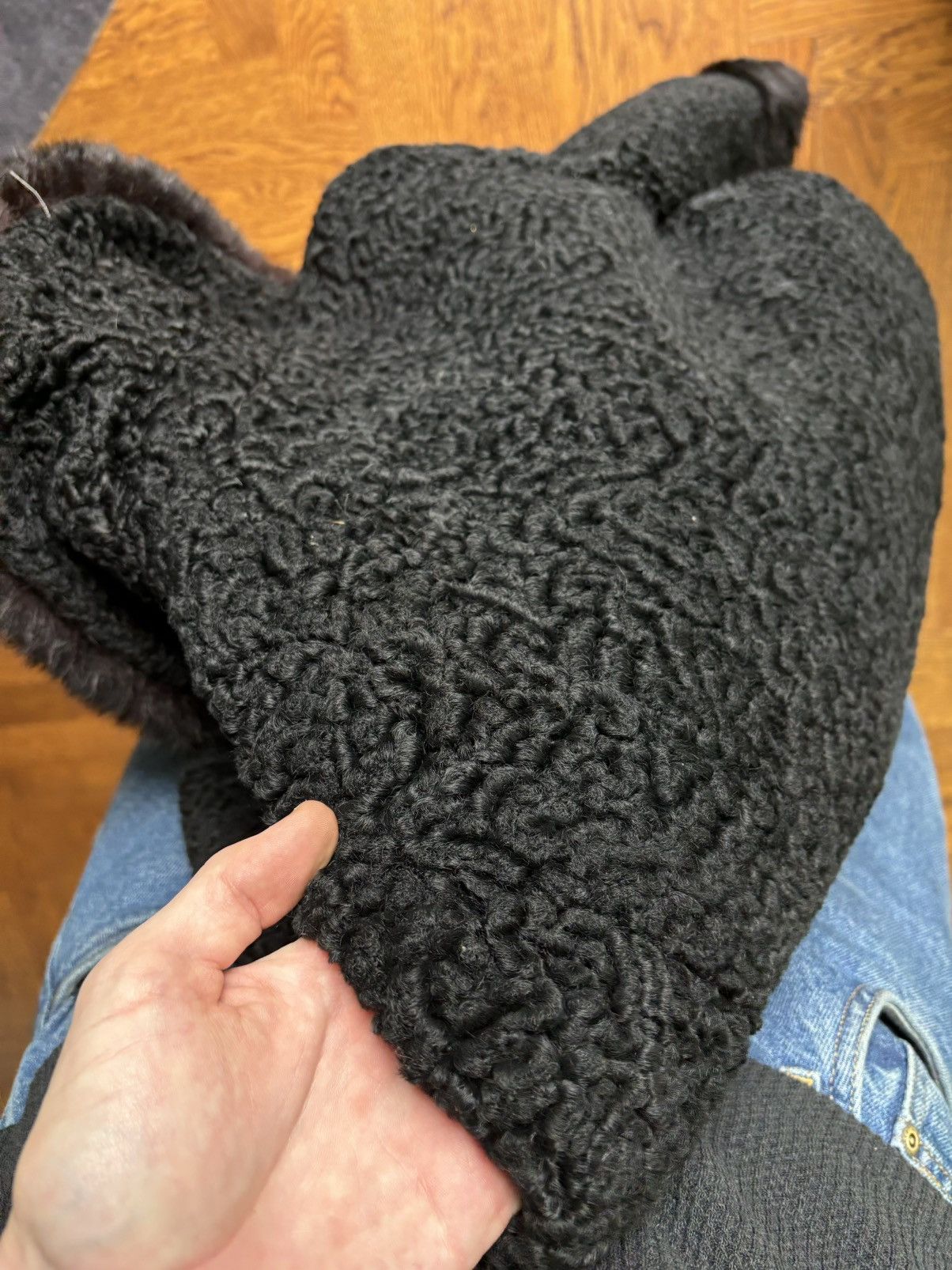 Vintage 1960s Astrakhan Coat Vintage Persian Lamb Wool Fur Trim Pea Size US XS / EU 42 / 0 - 14 Thumbnail