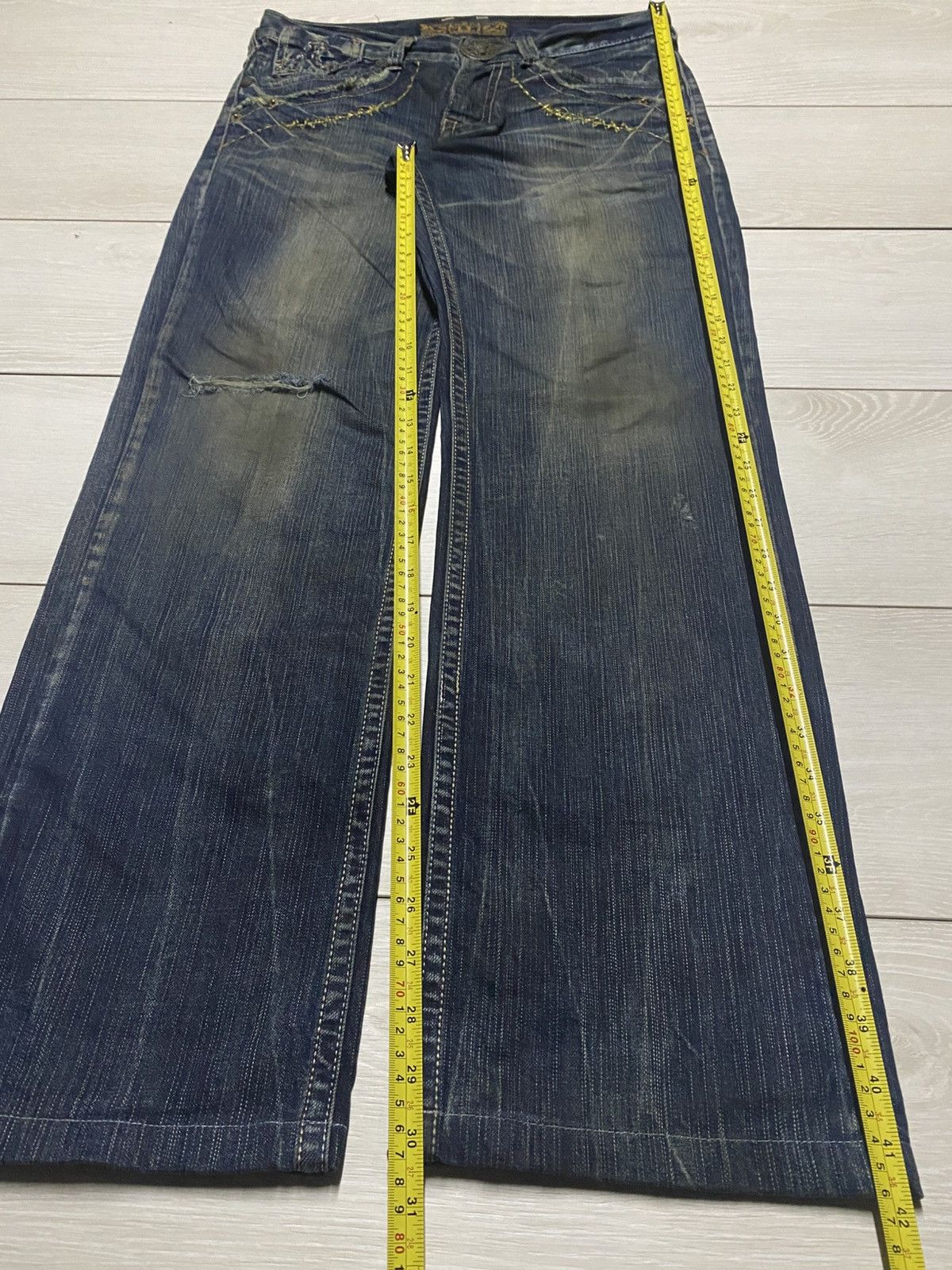 Tornado Mart Japan Brand Riobera Embroidered Karakuri Logo Baggy Jeans Size US 33 - 19 Thumbnail