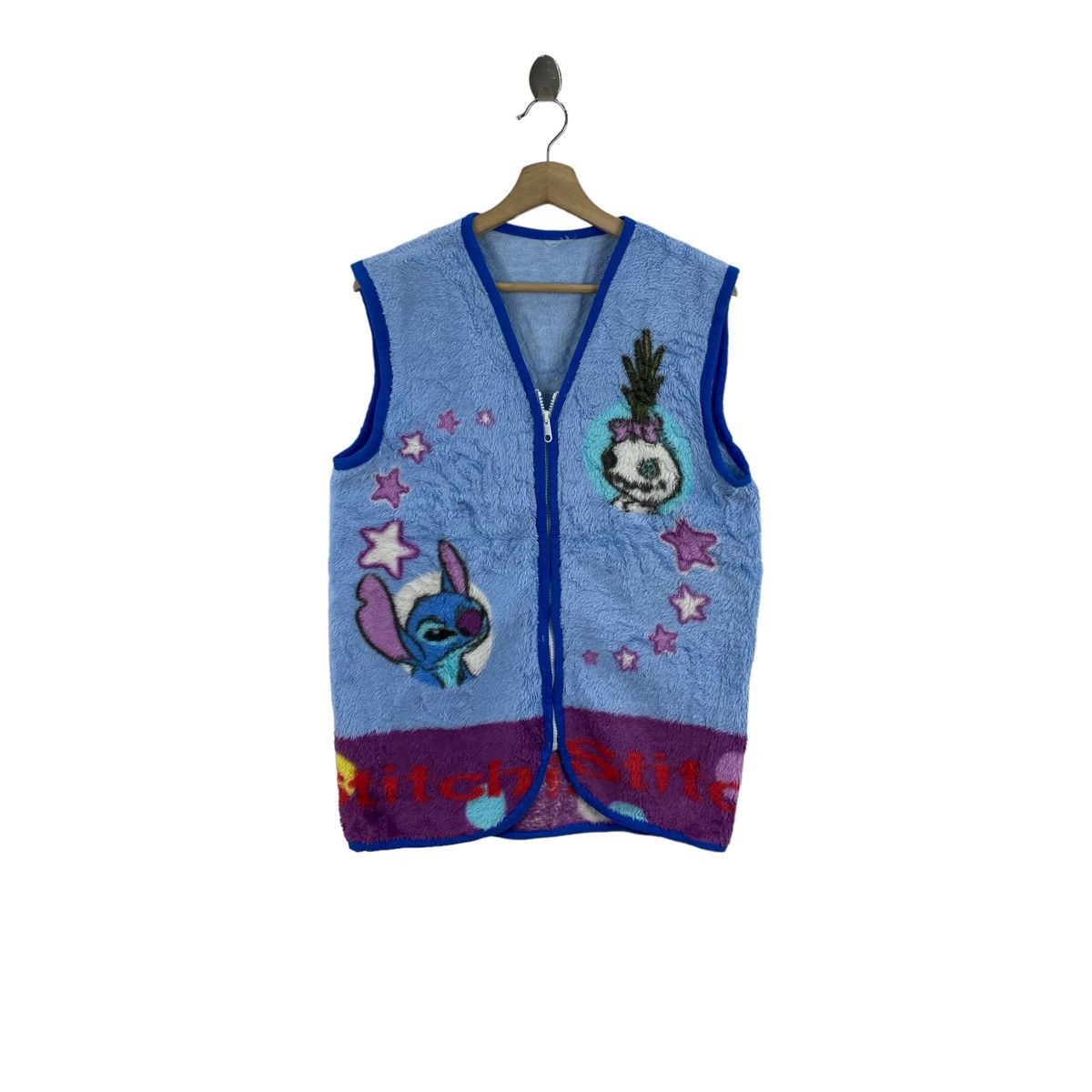 Disney × Stitch's Jeans LILO STITCH DISNEY Animation Series Sherpa Blue Vest Fleece Size US S / EU 44-46 / 1 - 1 Thumbnail