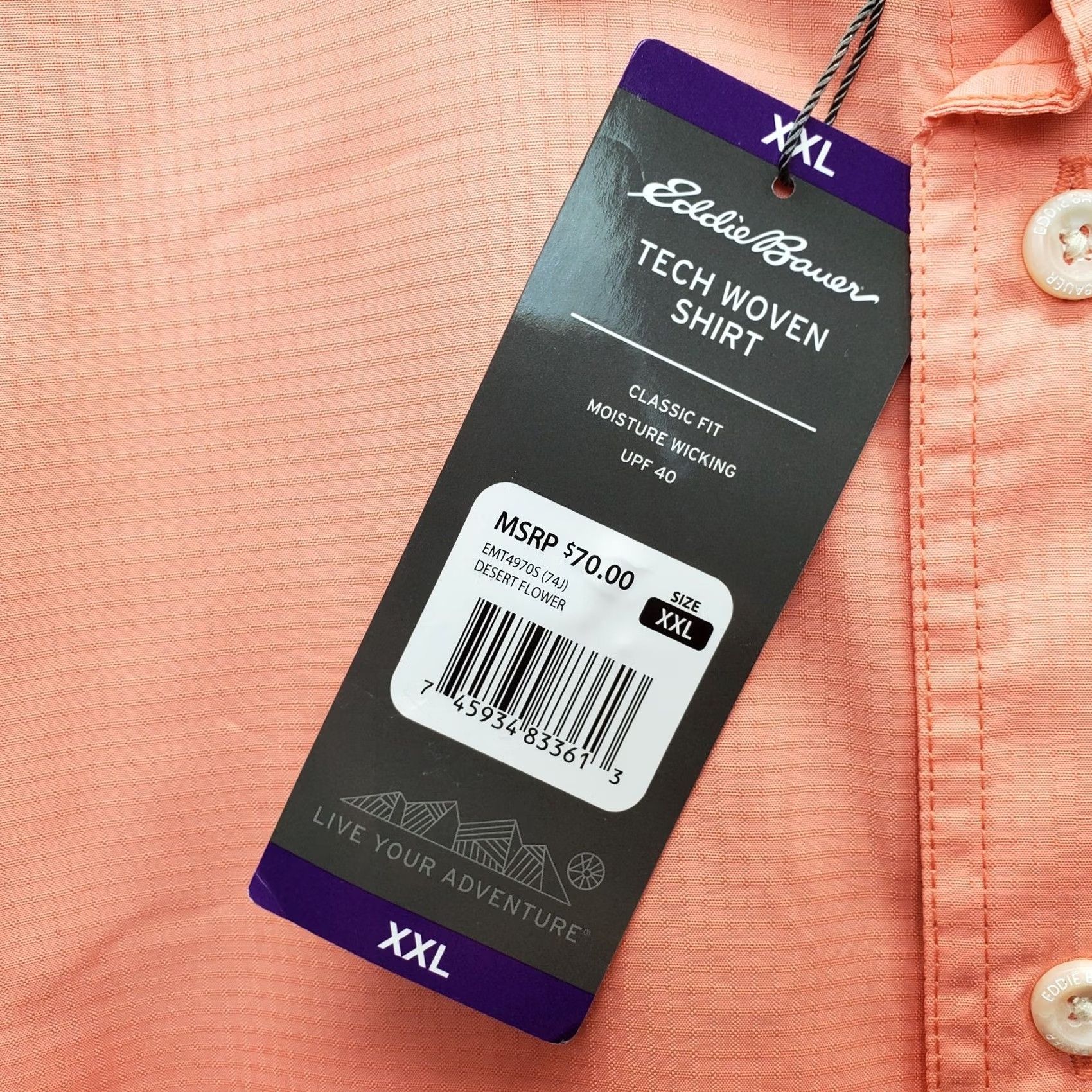 Eddie Bauer Eddie Bauer Mens Salmon Fishing Shirt XXL Woven Tech Button-Up Short Sleeve Casual Outdoor EMT4970S(74J) Size US XXL / EU 58 / 5 - 6 Thumbnail