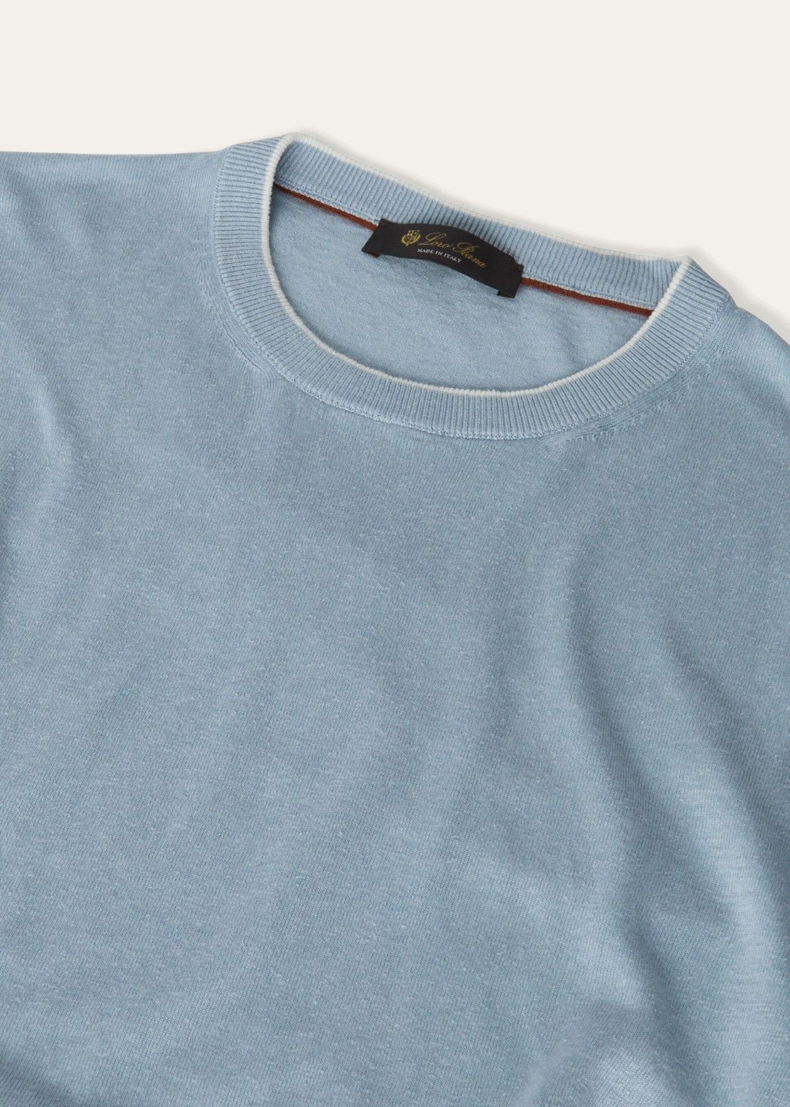 Loro Piana o1srvl11e1224 Girocollo Plain-Knitted T-Shirt in Ombre Blue Size US M / EU 48-50 / 2 - 7 Thumbnail