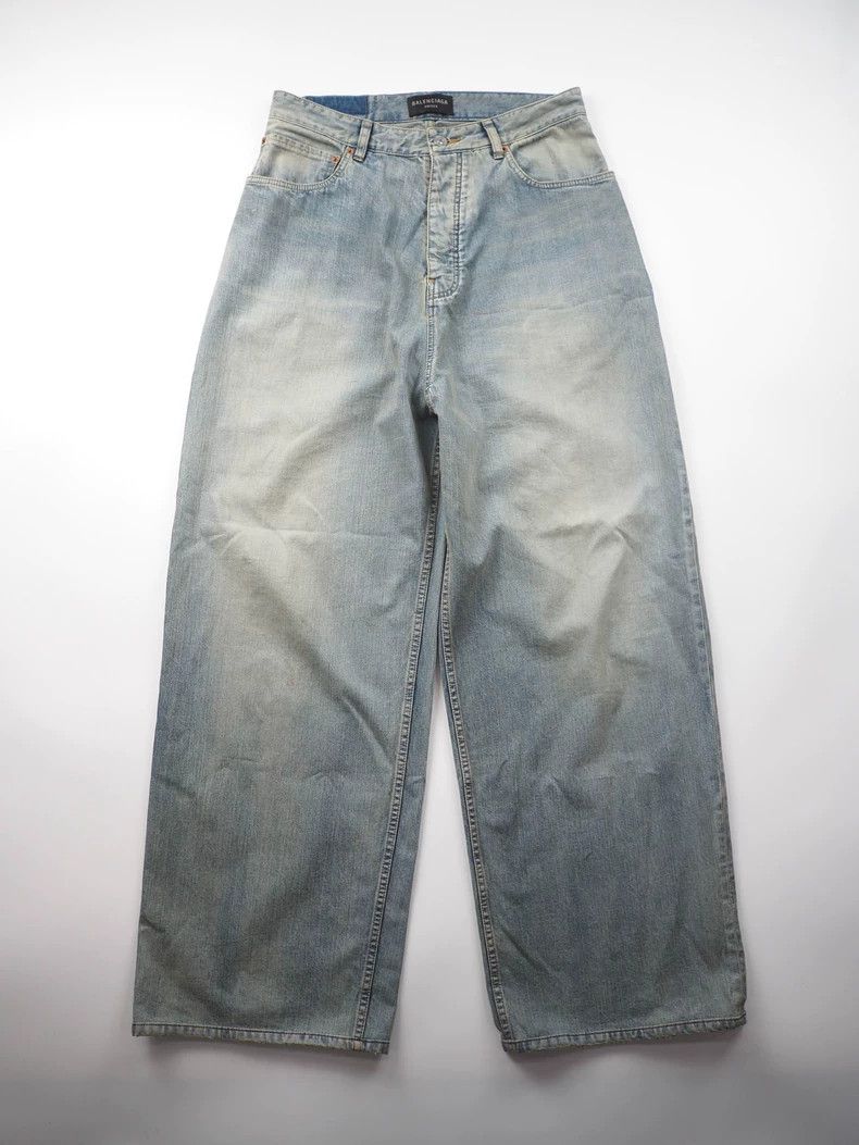 Balenciaga Balenciaga Blue Worn Wide Leg Jeans Size US 34 / EU 50 - 1 Thumbnail