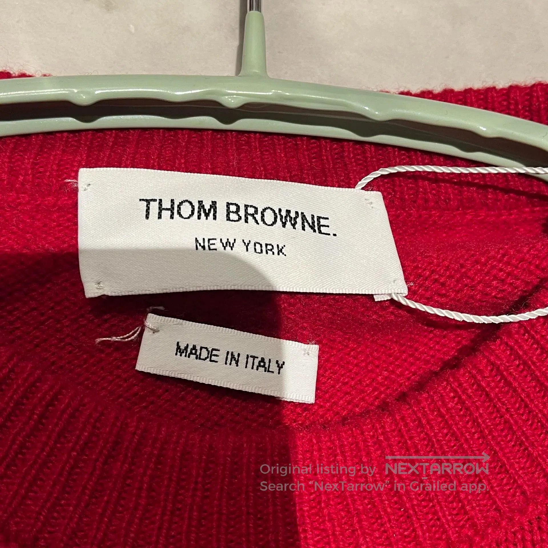 red knitted wool Christmas sweater.