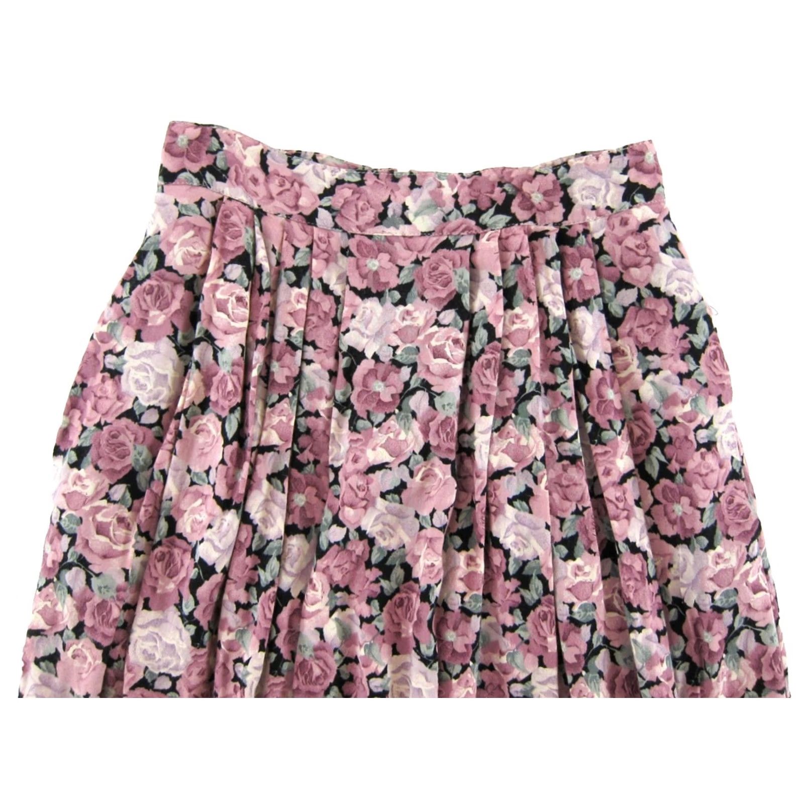 Vintage VINTAGE IN GROUP LTD Pink Floral Maxi Skirt XS Pockets Pleated Rose Bohemian Spring Summer Women Slim fit RIY Size 26" / US 2 / IT 38 - 4 Thumbnail