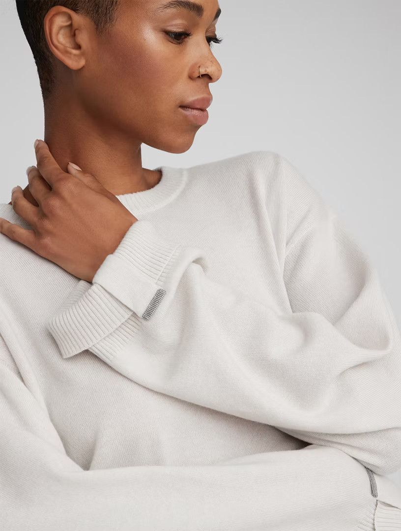 Brunello Cucinelli o1la1rc1a0325 Cashmere Sweater in Ivory Size M / US 6-8 / IT 42-44 - 5 Thumbnail
