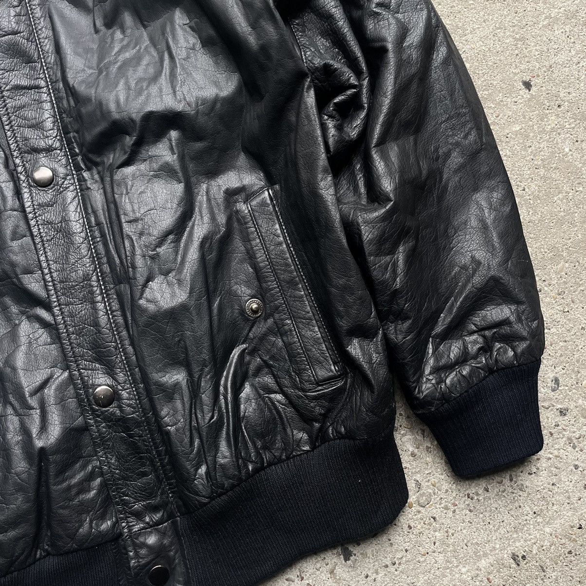 Opium black leather jacket zip vintage y2k bomber flight