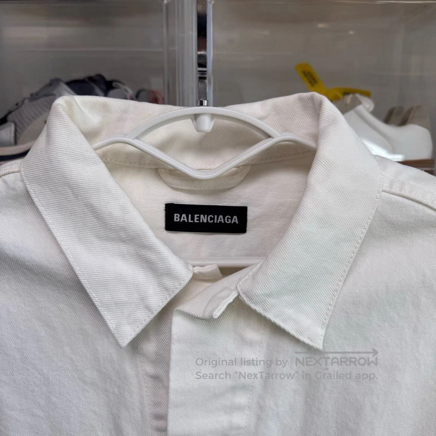 Balenciaga balenciaga white denim jacket with logo. Size US L / EU 52-54 / 3 - 3 Thumbnail