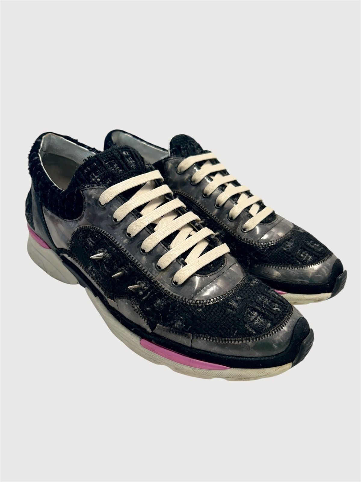 Chanel FW2014 Runway Tweed Spiked Runner Sneakers Size US 8 / EU 41 - 1 Thumbnail