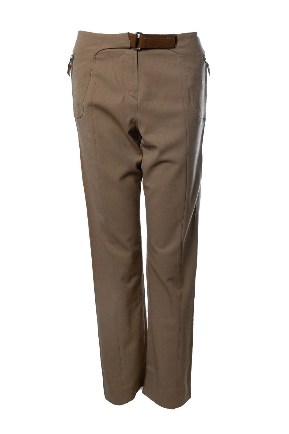 Prada Prada, brown pantalon with leather velcro closure Size 32" / US 10 / IT 46 - 1 Thumbnail