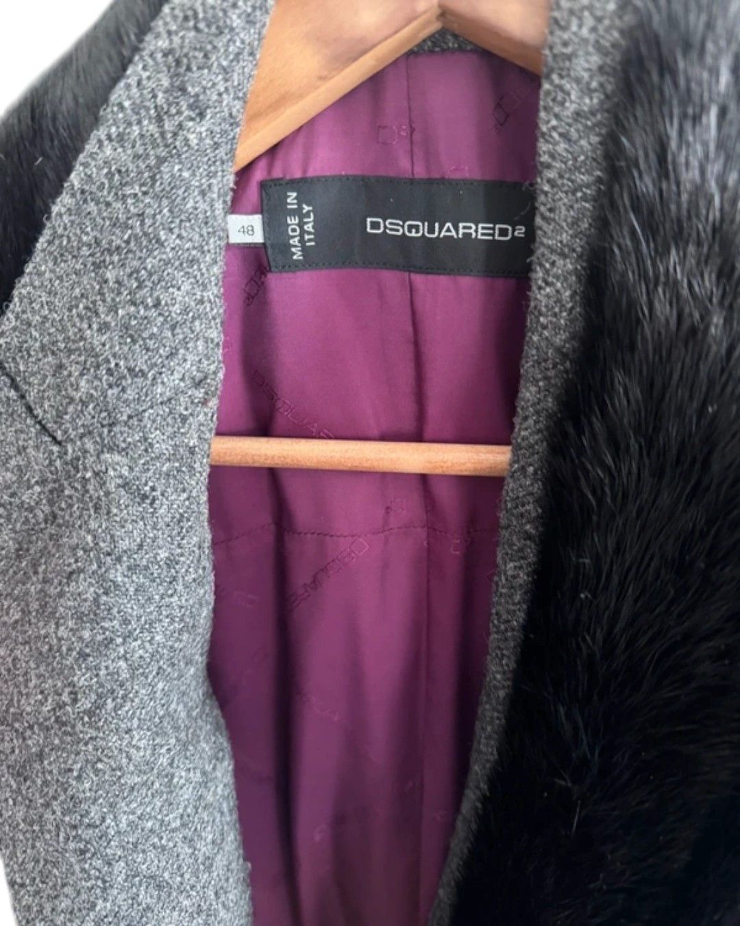 Dsquared2 MINK FUR COLLAR DOUBLE LAYERED WOOL COAT Size US M / EU 48-50 / 2 - 4 Thumbnail