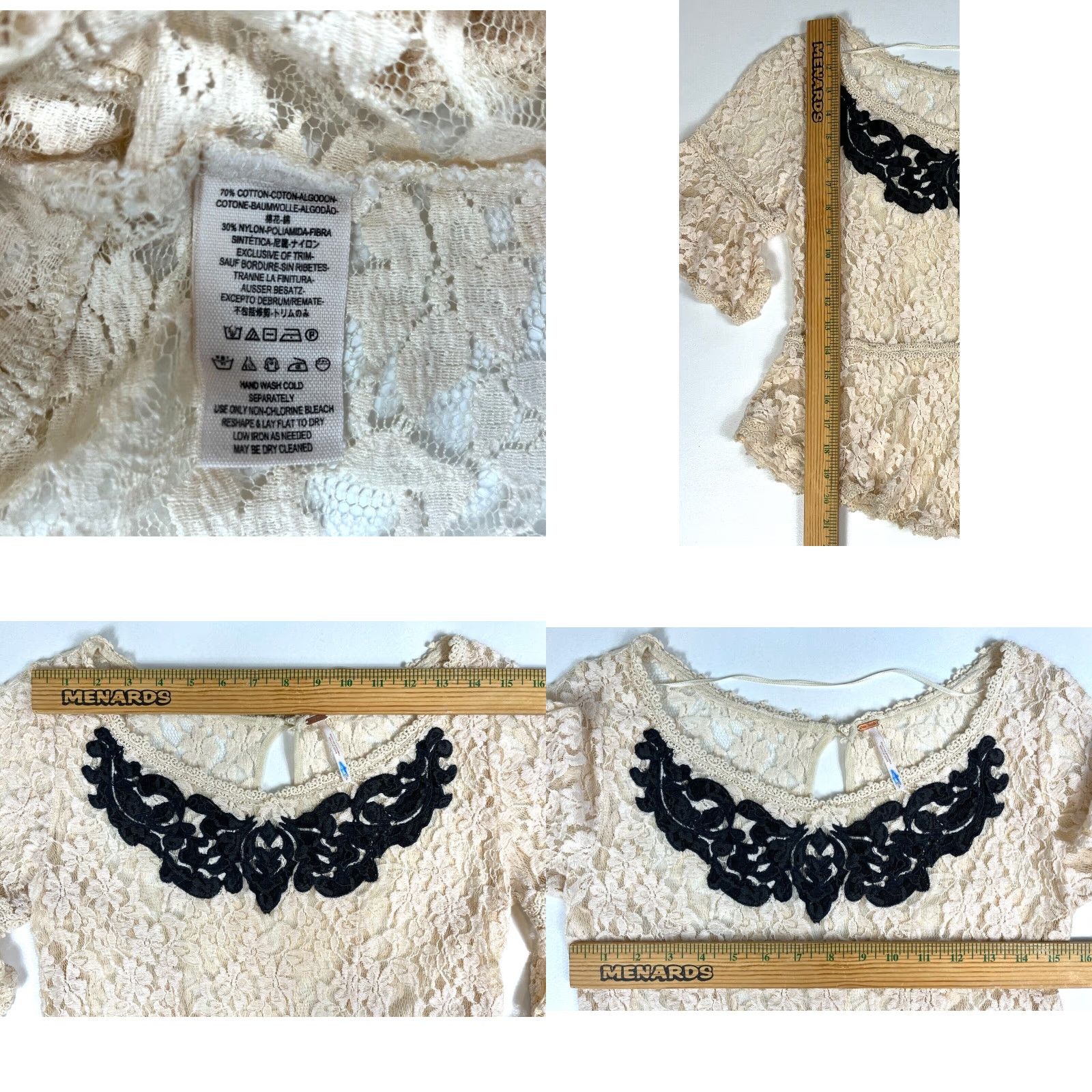 Free People VINTAGE Women’s Free People Short Sleeve Top Floral Lace Sheer Sz S Size S / US 4 / IT 40 - 8 Thumbnail