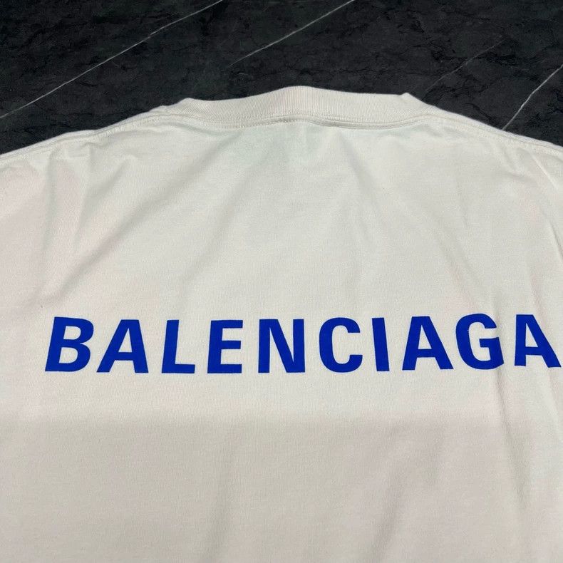 Balenciaga Balenciaga Front and Back Embroidered Logo Beige Short Sle Size US M / EU 48-50 / 2 - 6 Thumbnail