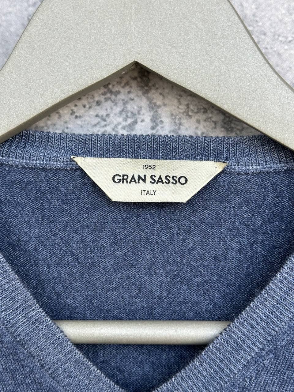Gran Sasso Gran Sasso Lana Wool V-Neck Sweater Blue Jumper Pullover Size US M / EU 48-50 / 2 - 9 Thumbnail