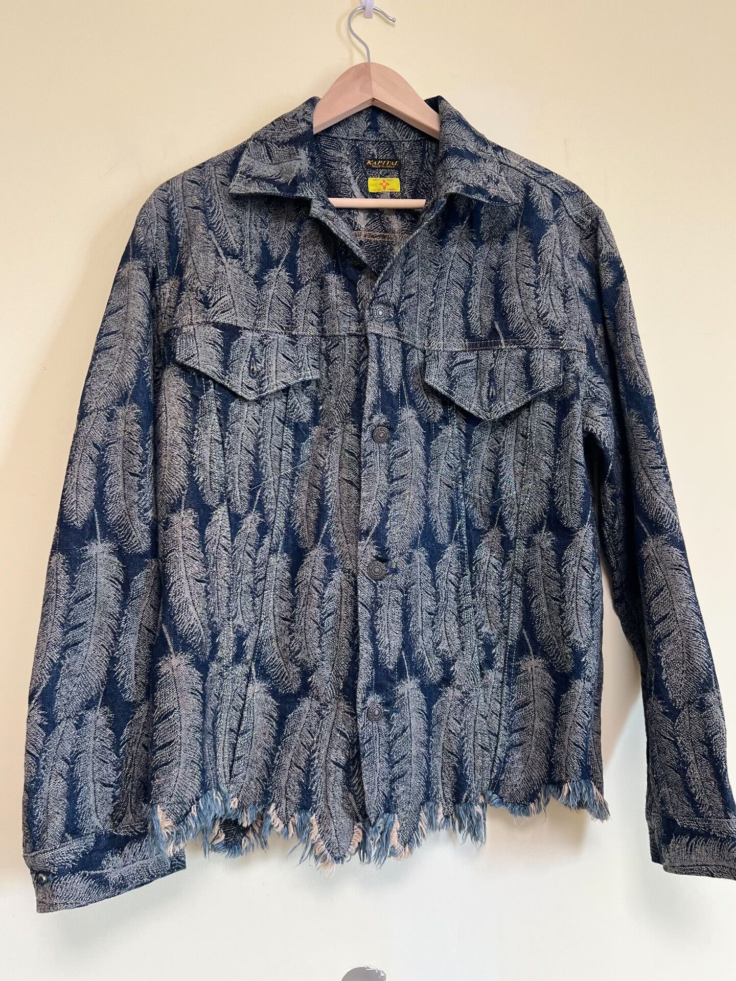 Kapital Kapital Feather Print Denim Jacket Size US XL / EU 56 / 4 - 1 Thumbnail